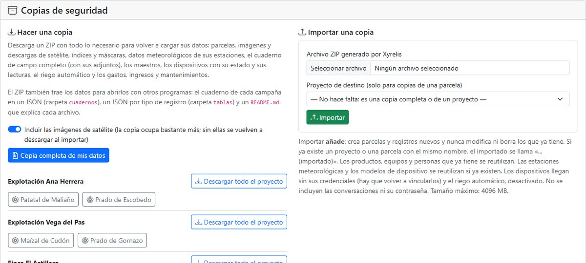 Copias de seguridad: hacer una copia e importar una copia
